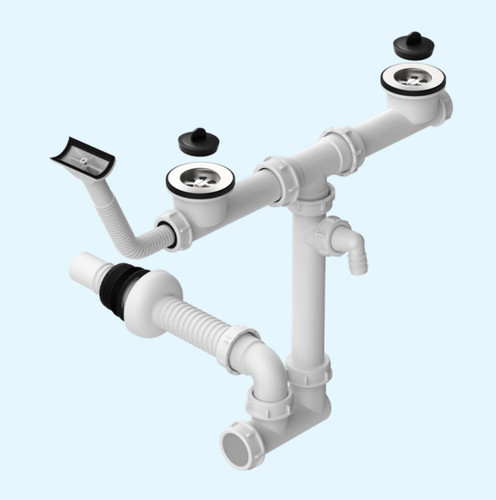 سیفون ظرفشویی دو لگن معمولی به همراه سرریز سینی محک کد 321T
